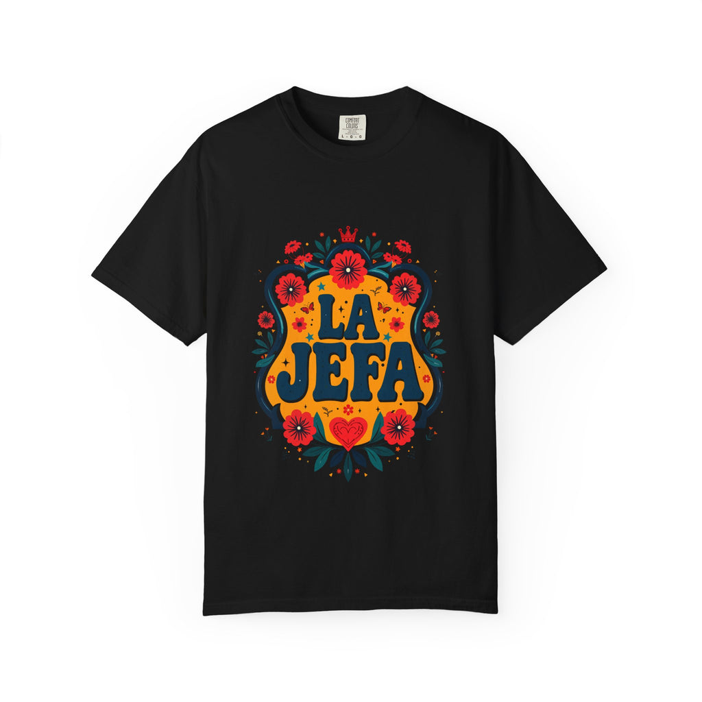La Jefa folk art tee pepper - garment-dyed vintage Latina boss mother day shirt