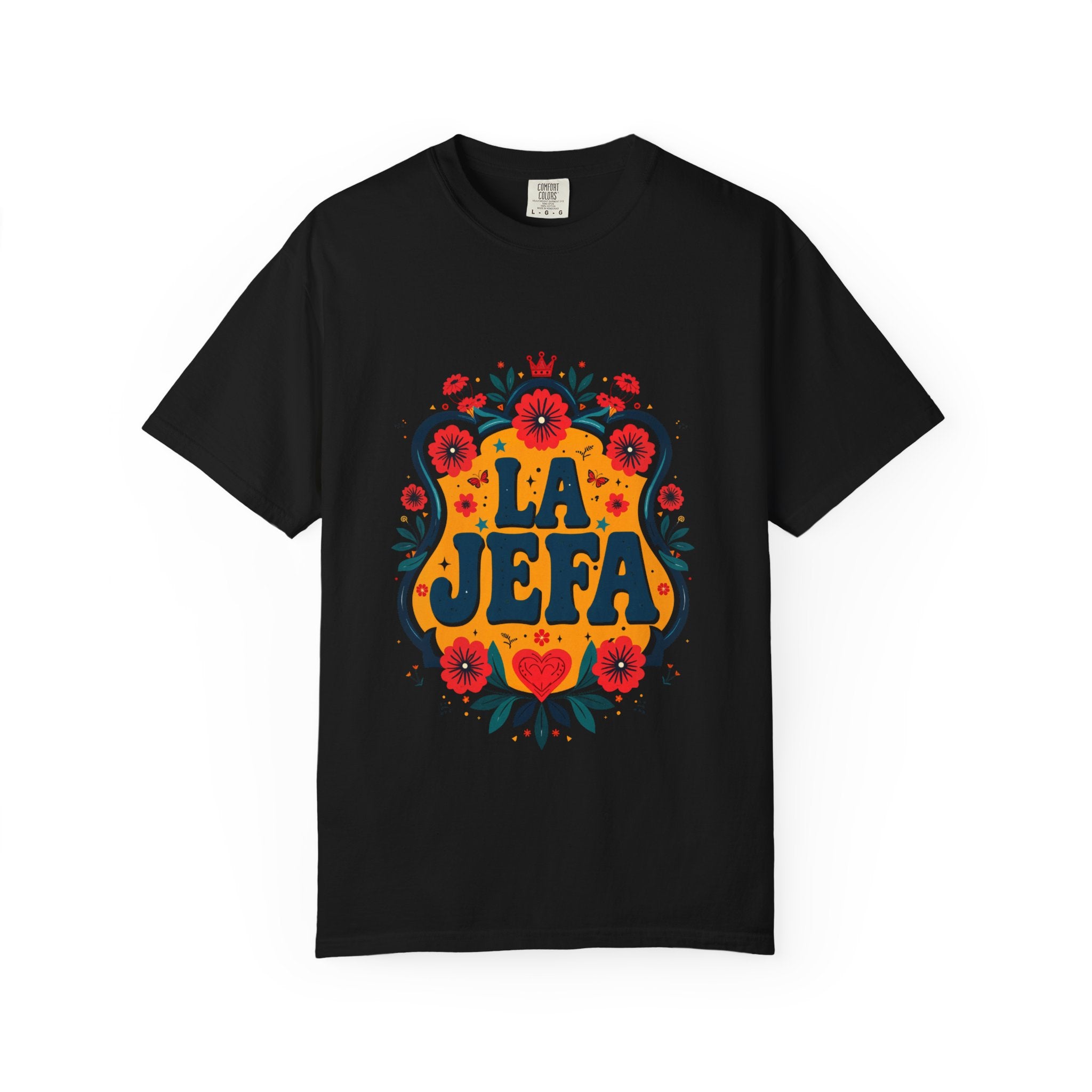 La Jefa folk art tee pepper - garment-dyed vintage Latina boss mother day shirt