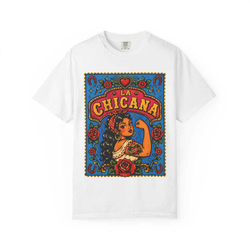La Chicana Graphic T-Shirt — Chicana Pride Floral Retro Art Tee