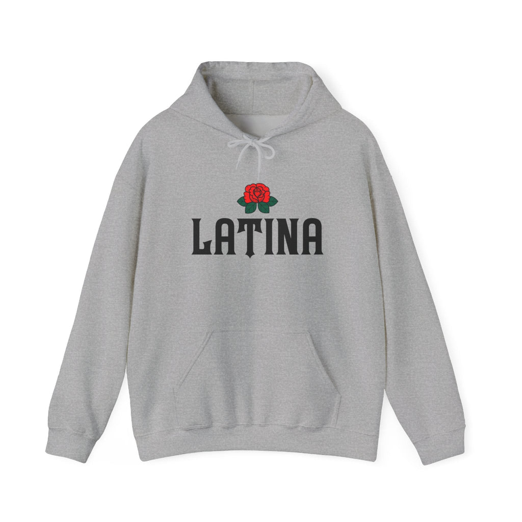 Latina Rose Hoodie — Bold Script Floral Pullover