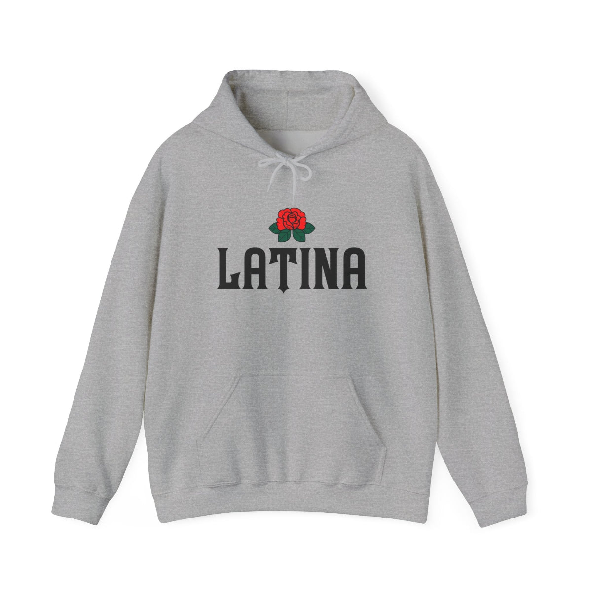 Latina Rose Hoodie — Bold Script Floral Pullover