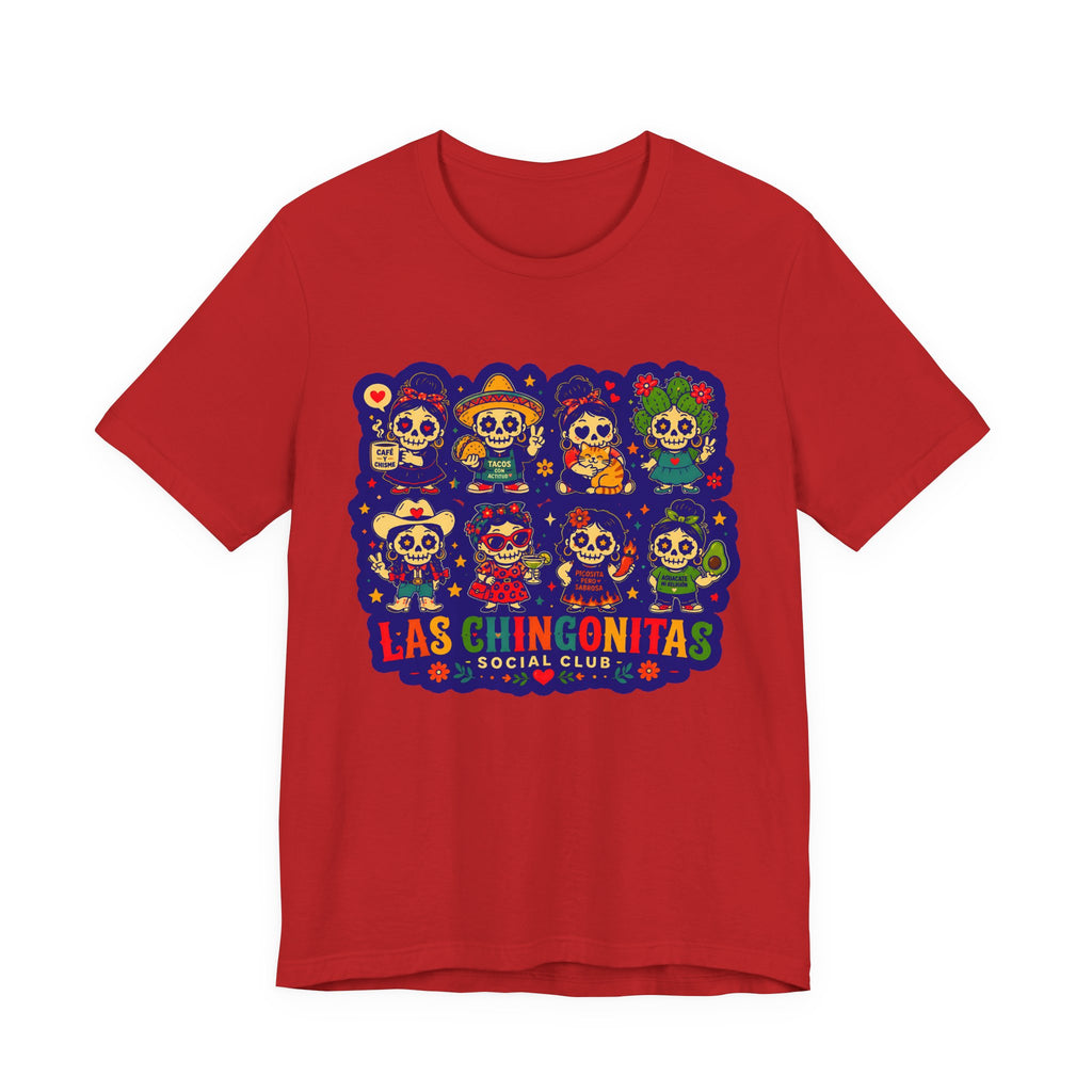 Las Chingonitas Social Club Tee — Colorful Day of the Dead Calavera Graphic T‑Shirt