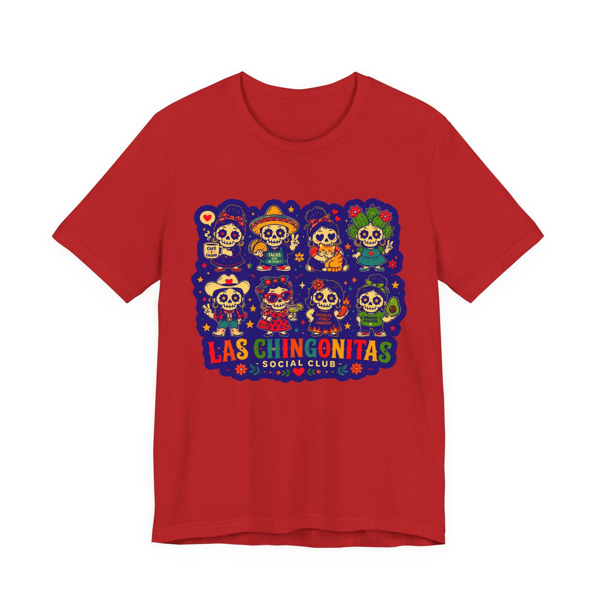 Las Chingonitas Social Club Tee — Colorful Day of the Dead Calavera Graphic T‑Shirt