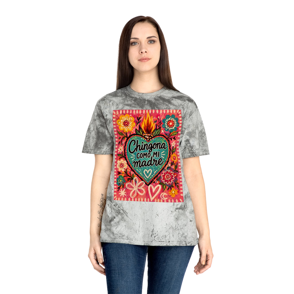 Chingona Como Mi Madre Graphic T-Shirt — Colorful Floral Heart Tribute