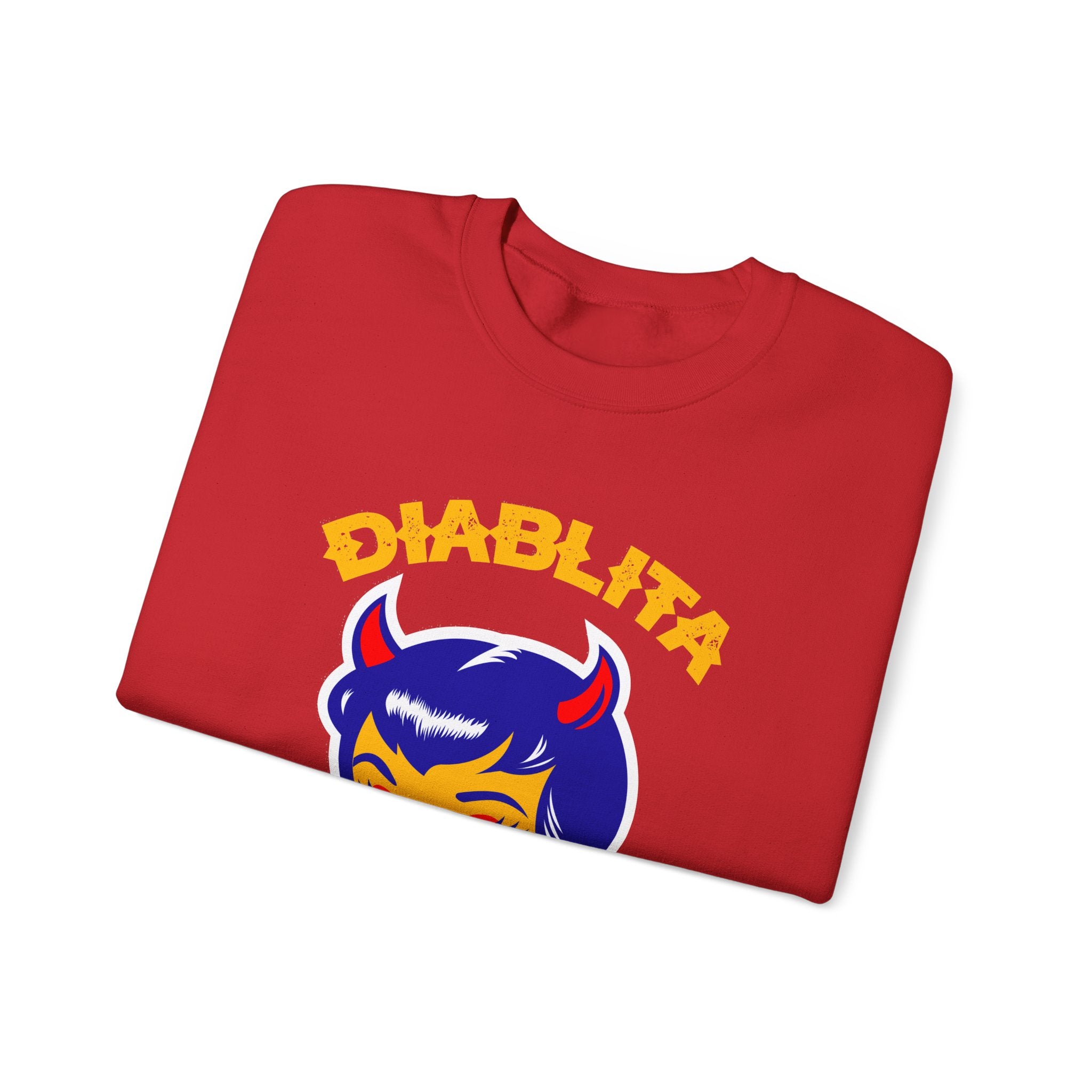 Crewneck Sweatshirt — “Diablita Pero Cute” Retro Devil Girl Graphic
