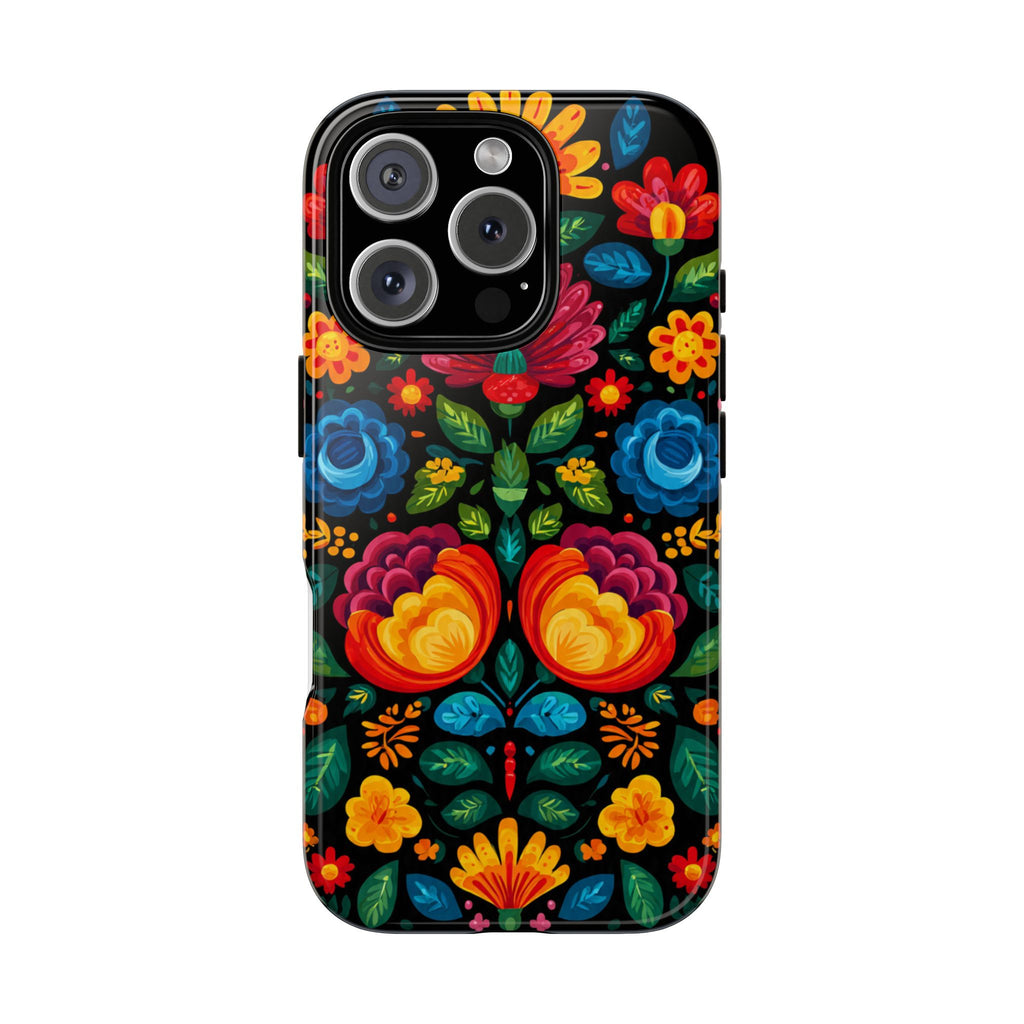 Floral Folk Art Tough Phone Case — Colorful Protective iPhone Cover