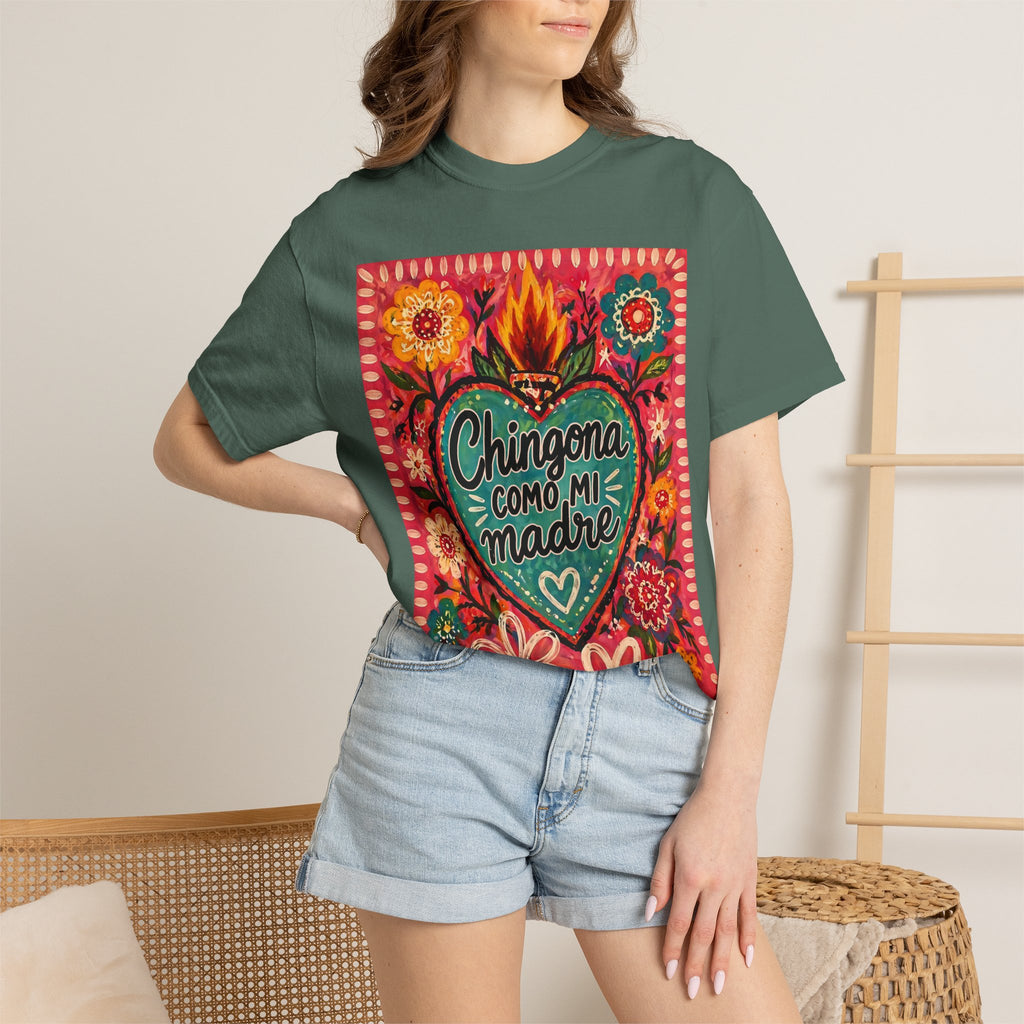 T-Shirt — "Chingona Como Mi Madre" Floral Heart Mother's Day Tee