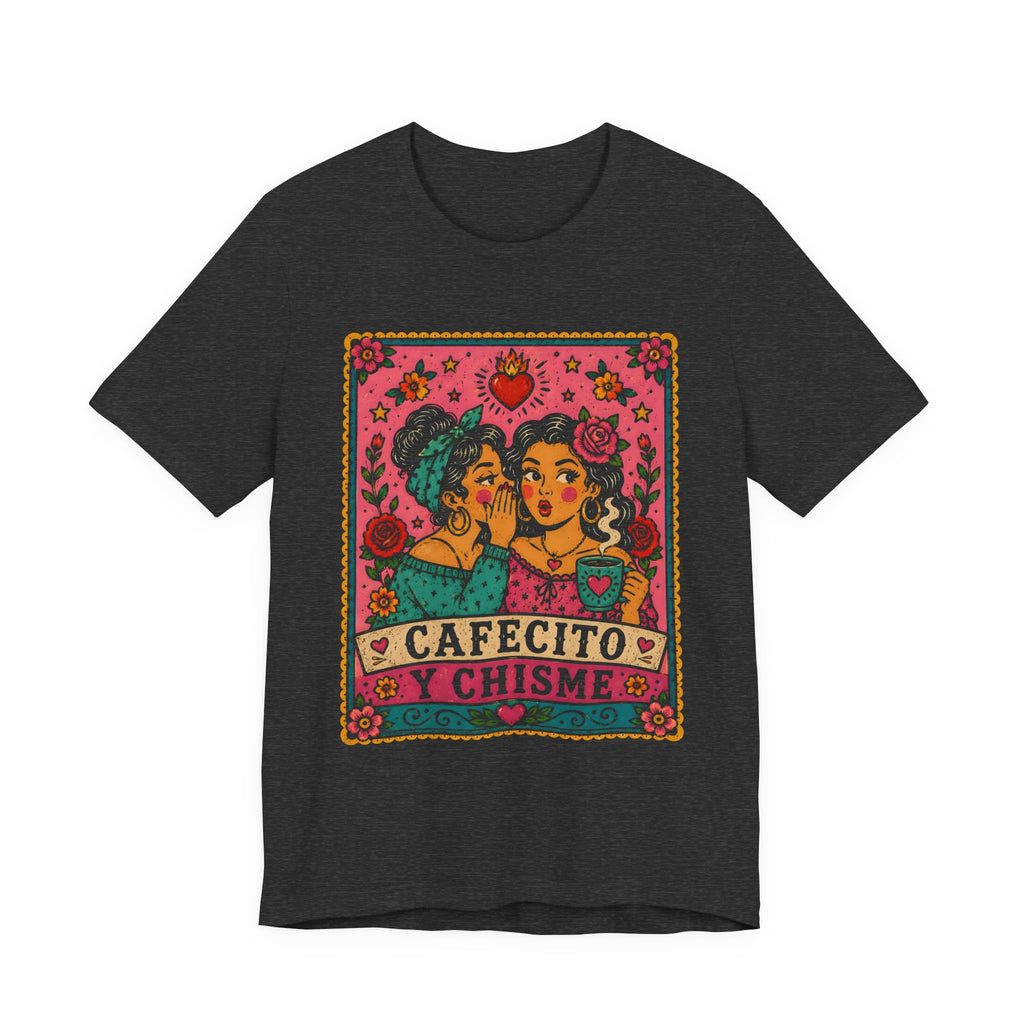 Cafecito y Chisme Tee — Retro Latino Gossip Coffee Graphic T-Shirt