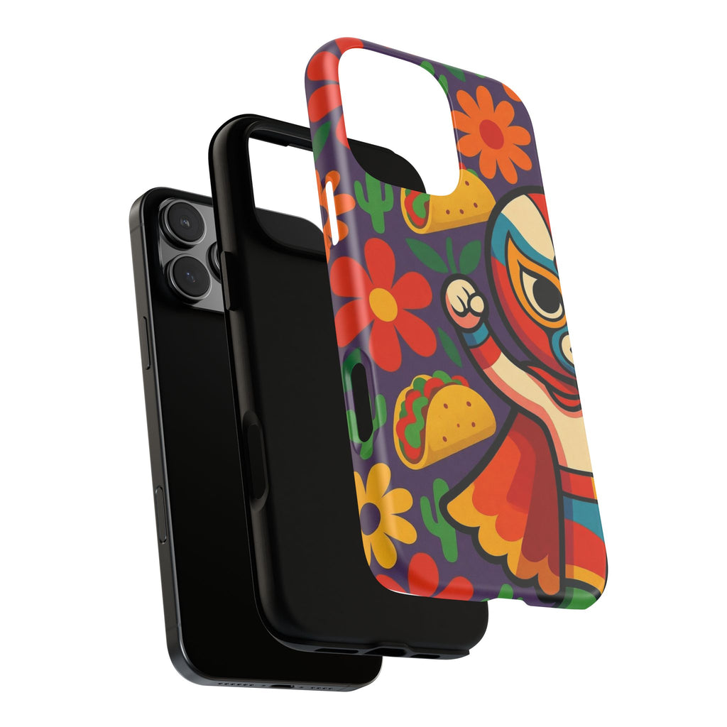 Luchador Taco Phone Case — Colorful Mexican Wrestling Floral Design