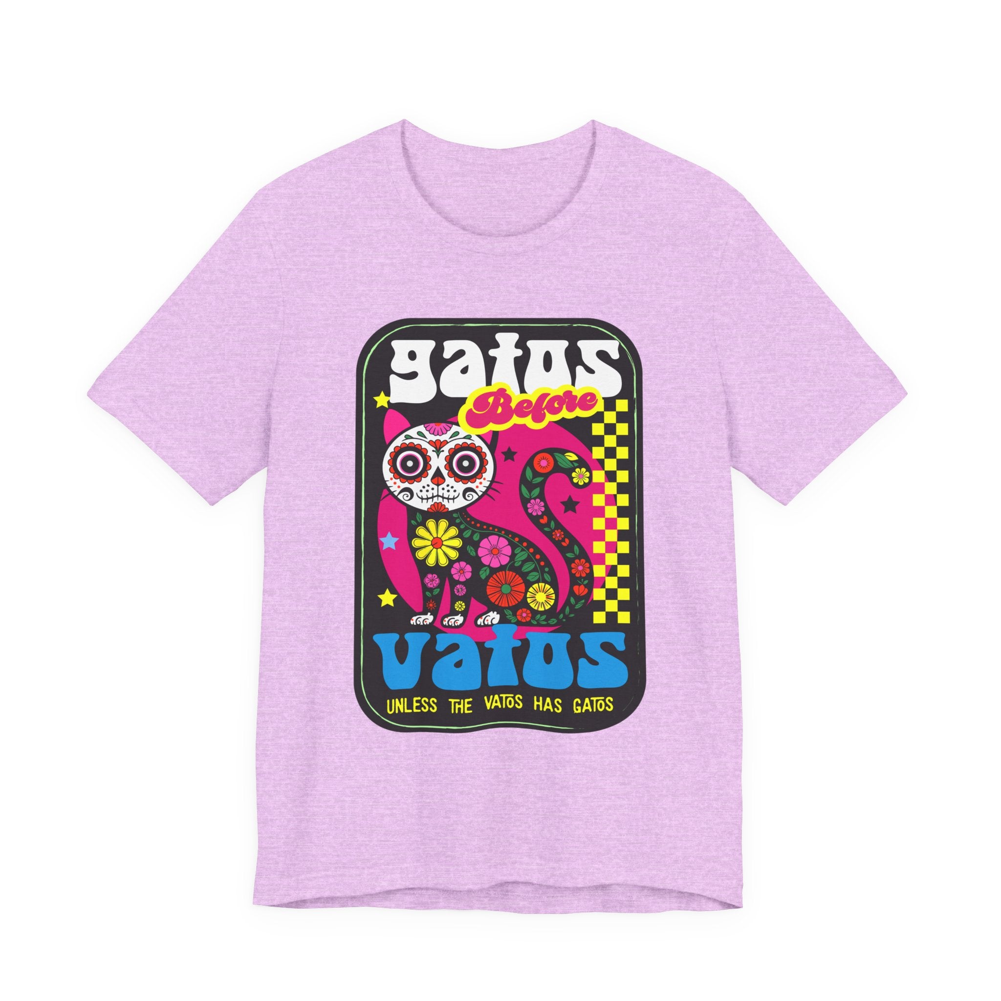 Gato Before Vato Cat Tee — Colorful Day of the Dead Cat Graphic T‑Shirt