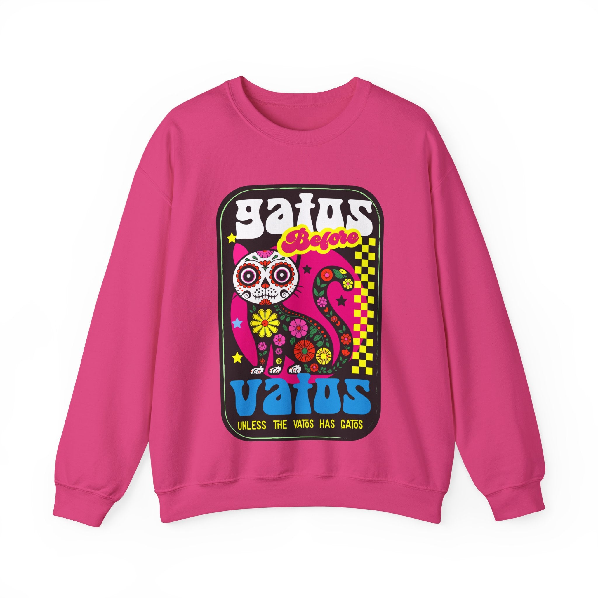 Gatos Vatos Day of the Dead Cat Crewneck Sweatshirt