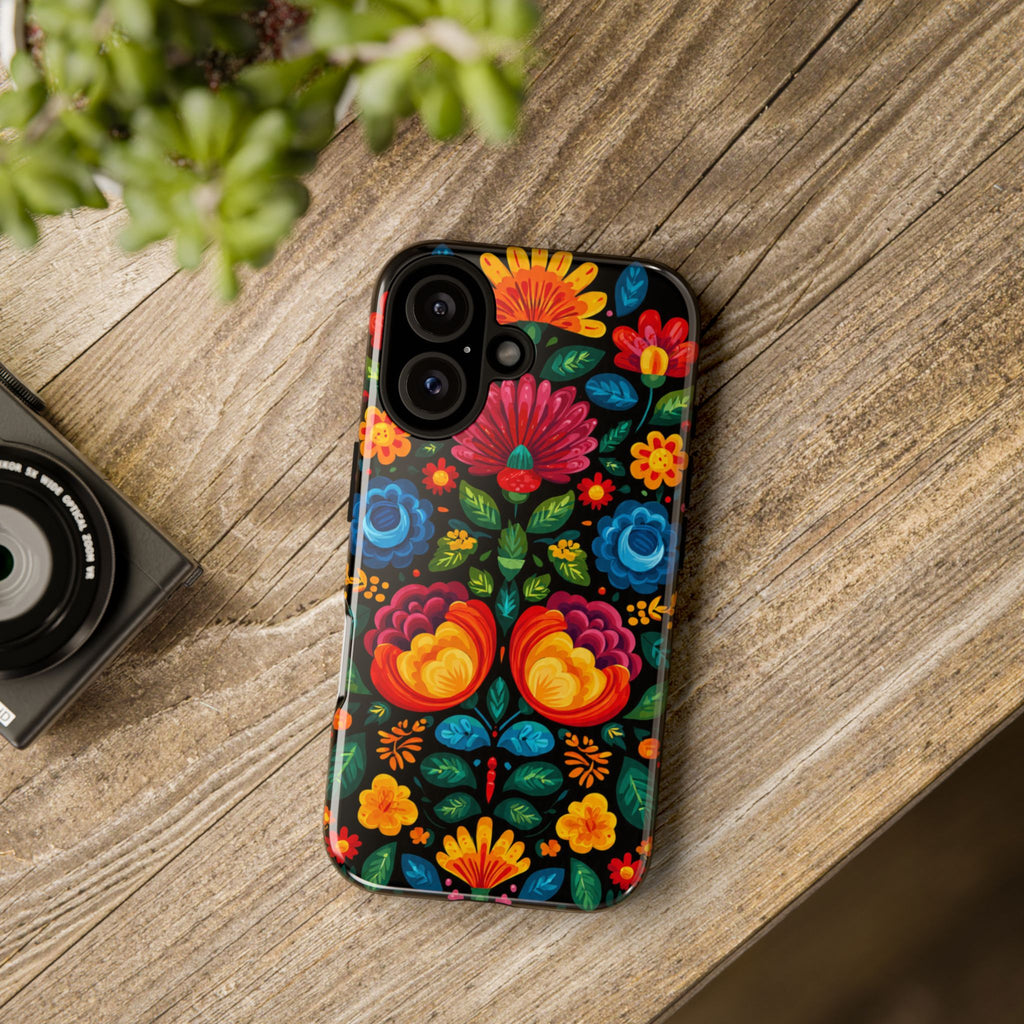 Floral Folk Art Tough Phone Case — Colorful Protective iPhone Cover