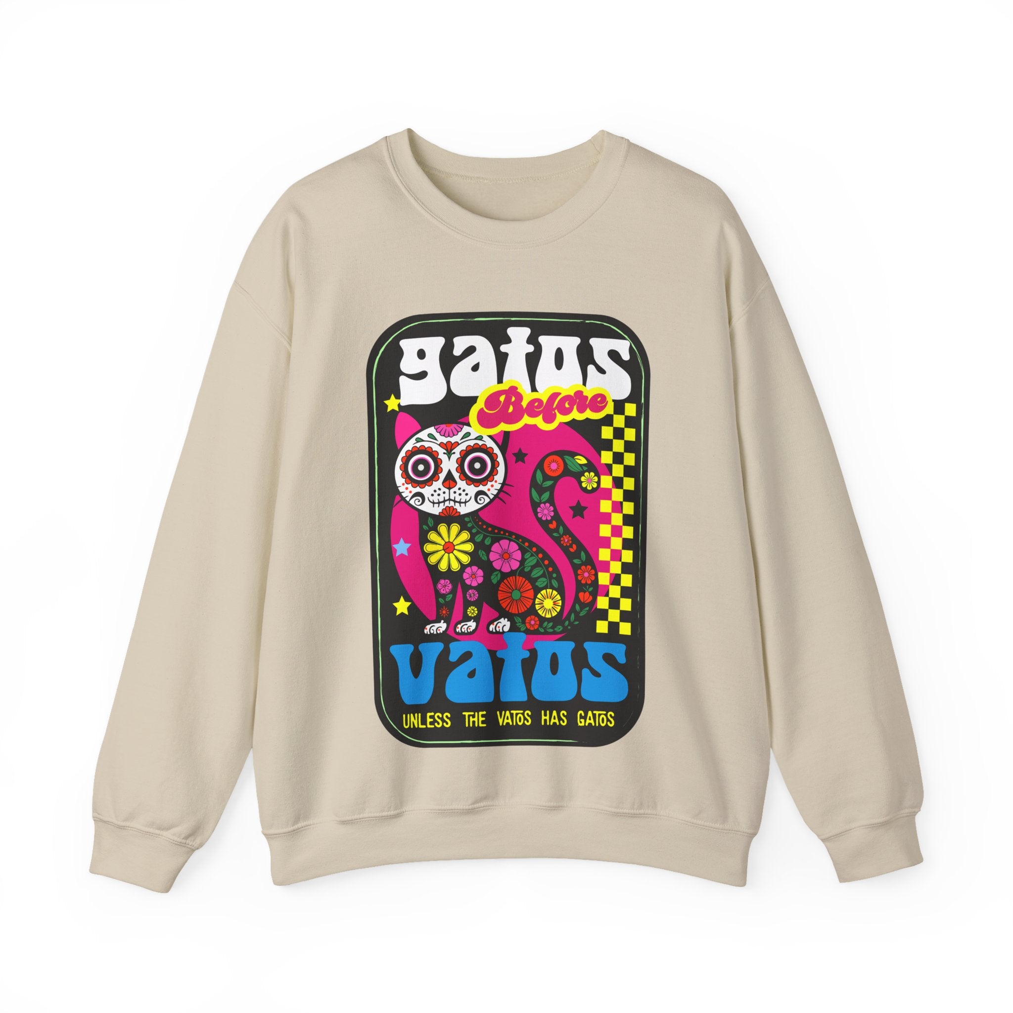 Gatos Vatos Day of the Dead Cat Crewneck Sweatshirt