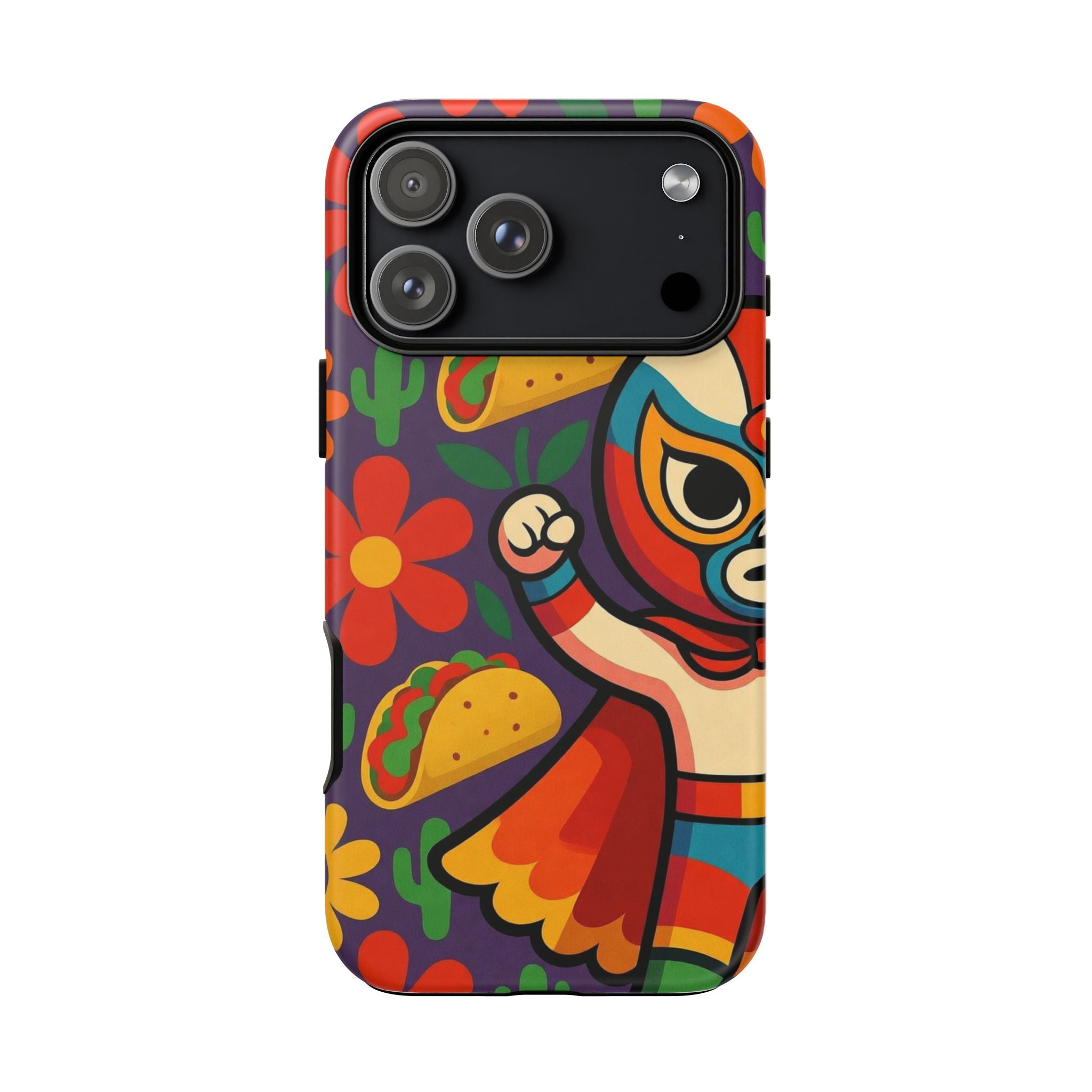 Luchador Taco Phone Case — Colorful Mexican Wrestling Floral Design