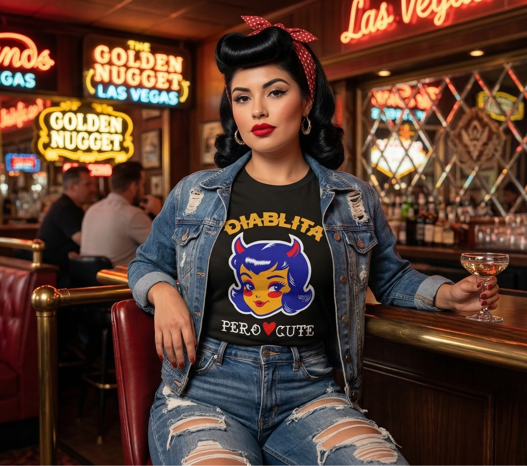 Diablita Pero Cute T-Shirt — Retro Devil Girl Graphic Tee