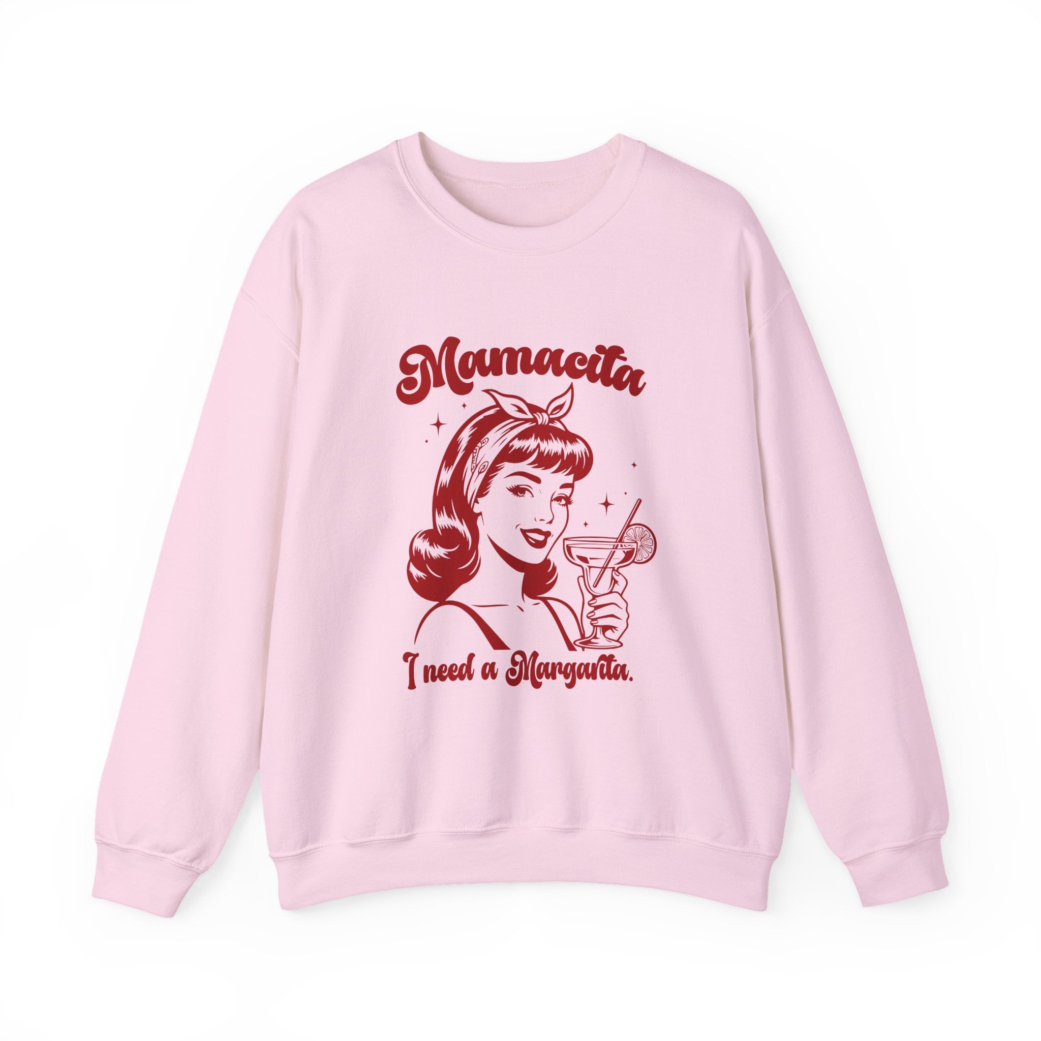 Mamacita Margarita crewneck sweatshirt light pink - retro pinup cocktail Latina pullover