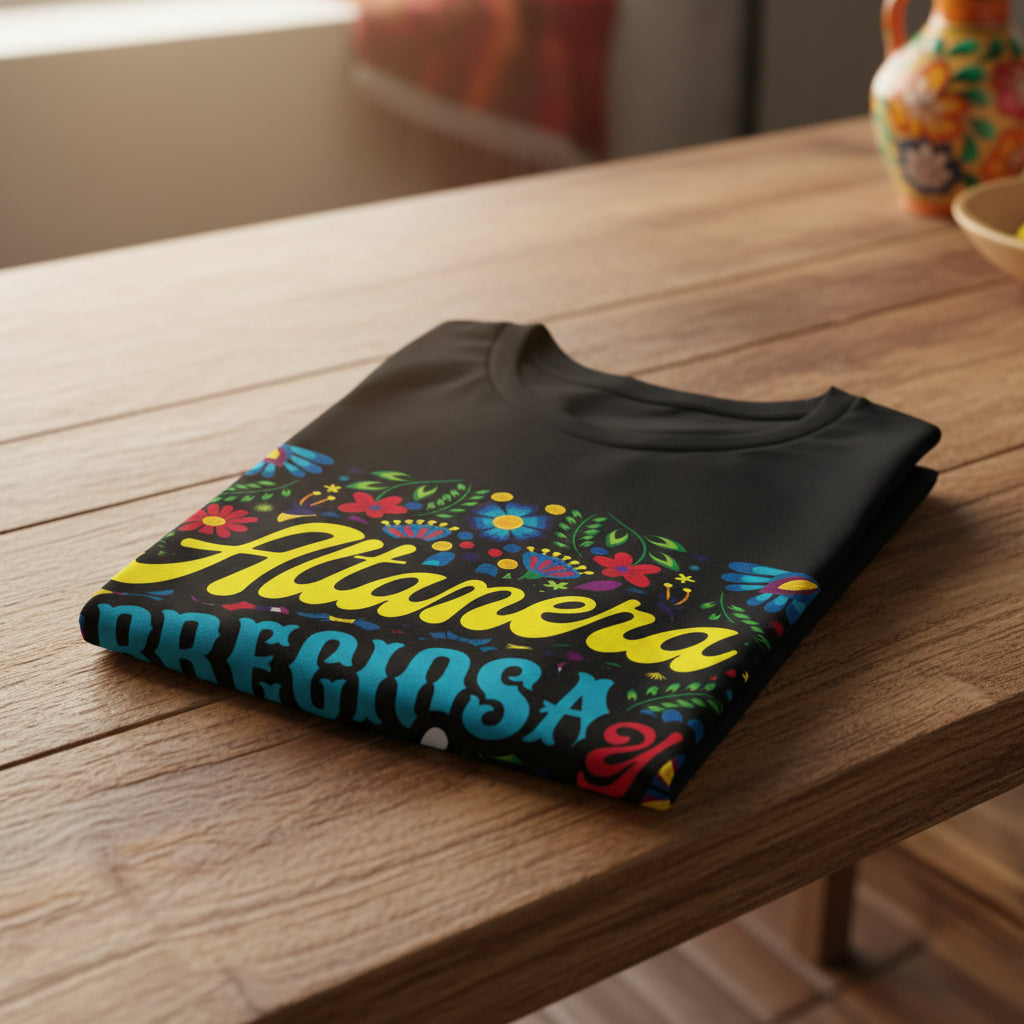 Hispanic pride unisex t-shirt with vibrant DTG floral print - Latina streetwear
