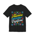 Altanera Preciosa Orgullosa Latina pride floral t-shirt in black - front view