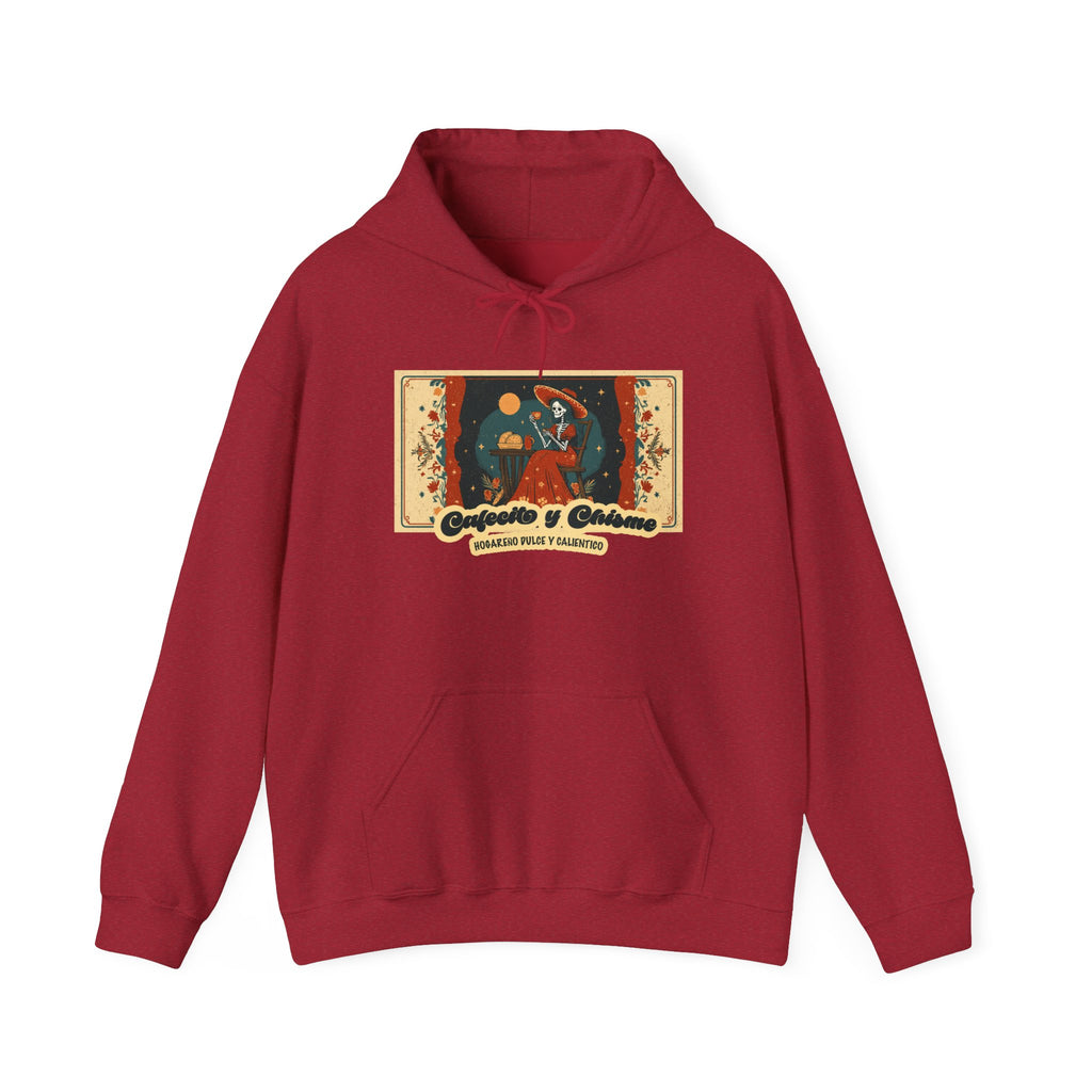 Cafecito y Chisme hoodie dark heather - sugar skull Latina coffee gossip retro pullover