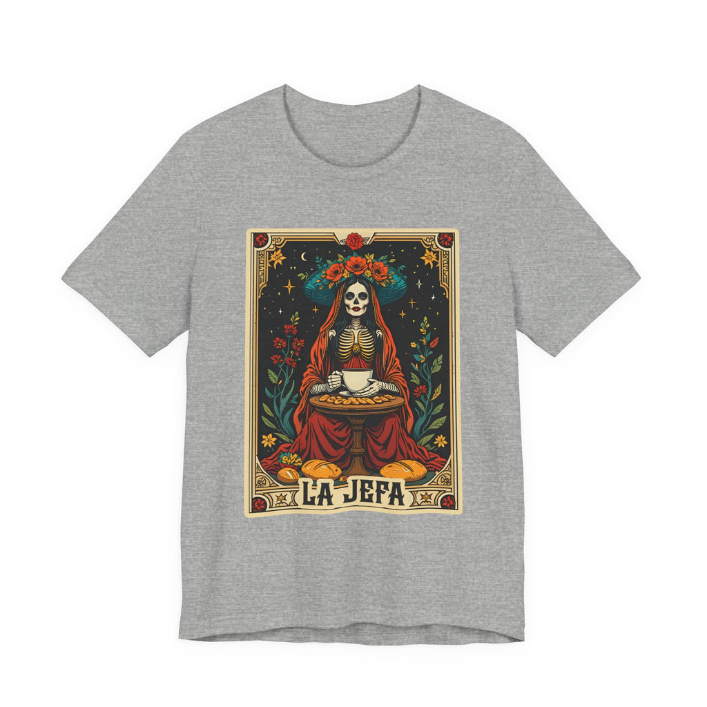 Dia de los Muertos calavera shirt for women - La Jefa chicana boss graphic tee