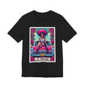 Vintage lowrider car culture design with a Chicana Catrina wearing a wide hat on a Bella Canvas 3001 t-shirt.