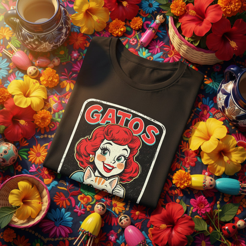 Chicana cat mama graphic tee - Gatos Before Vatos Bella Canvas black heather
