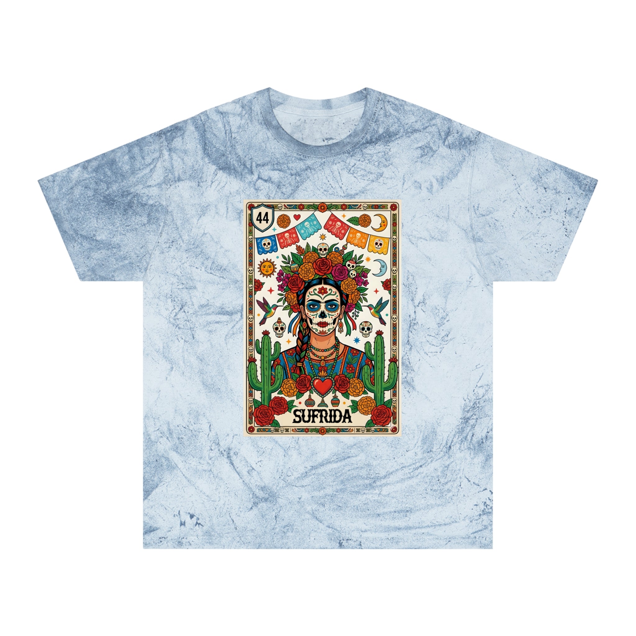 Sufrida fern Color Blast t-shirt - Dia de Muertos desert flora skull garment dyed tee
