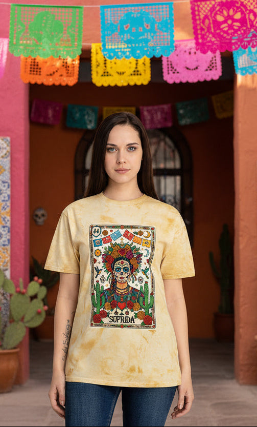 Sufrida sugar skull Color Blast unisex tee - one of a kind chicana Day of Dead shirt