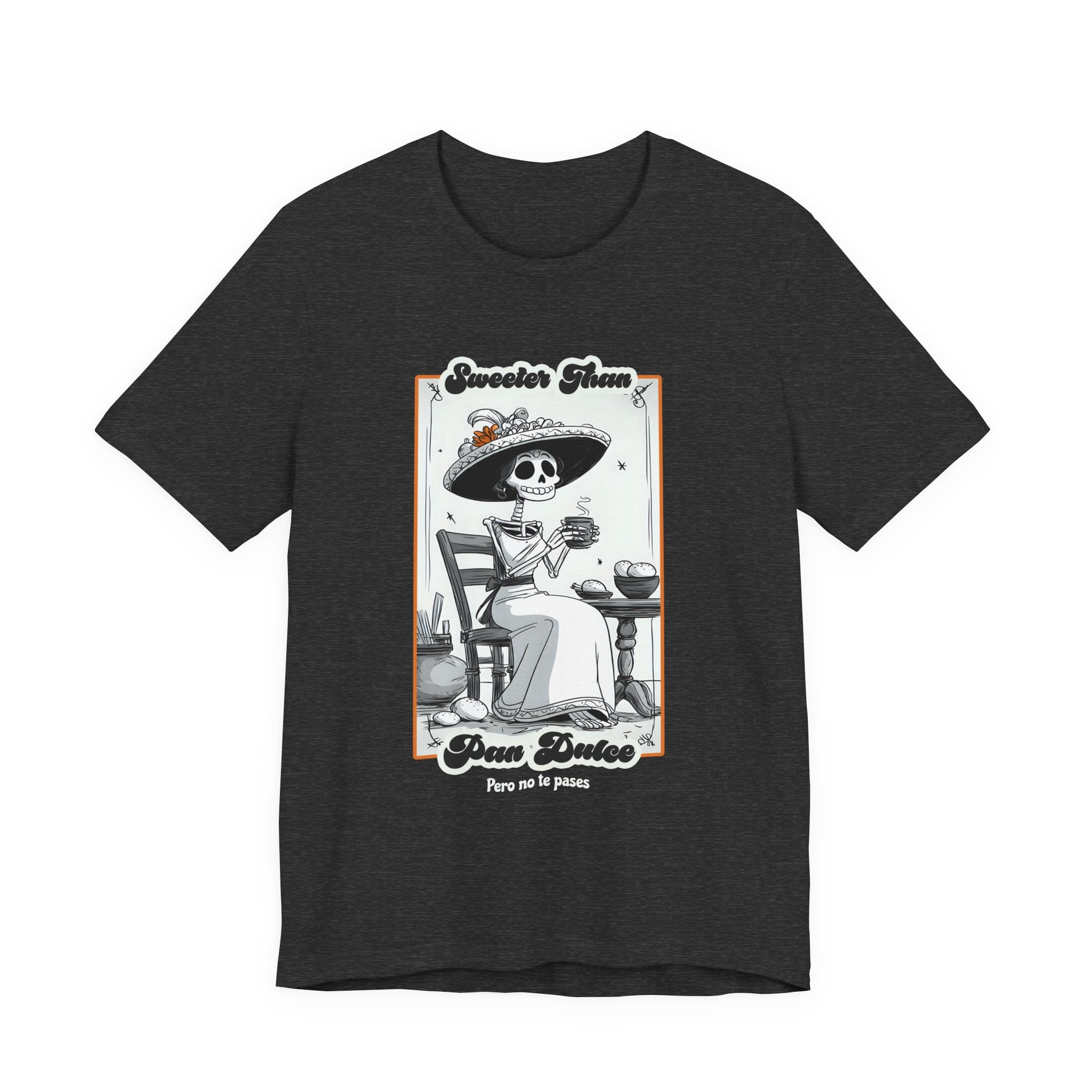 La Catrina dark grey heather tee - Mexican sugar skull cafe graphic shirt