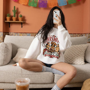 Chismosa Social Club crewneck lifestyle 1 - pastel gossip Latina vintage sweatshirt gift