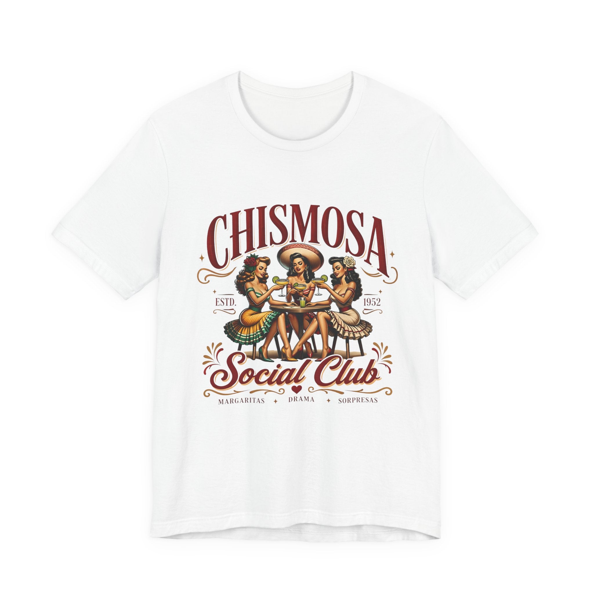 Chismosa Social Club heather ice blue tee - retro margarita gossip Latina graphic shirt