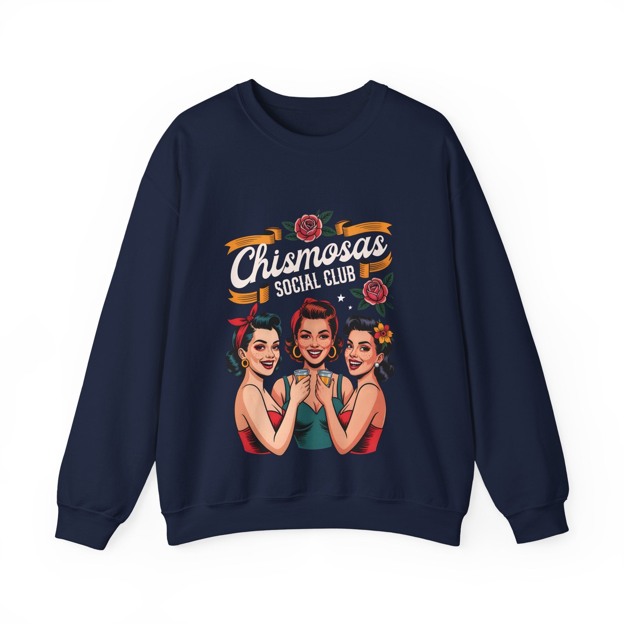 Chismosas Social Club crewneck black - vintage retro gossip chicana girls night pullover