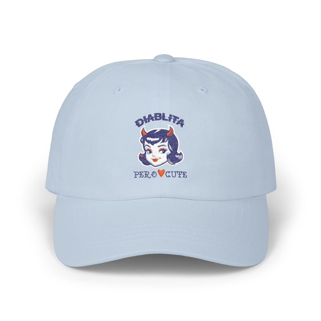 Diablita Pero Cute pink dad cap - pastel retro devil girl embroidered baseball hat