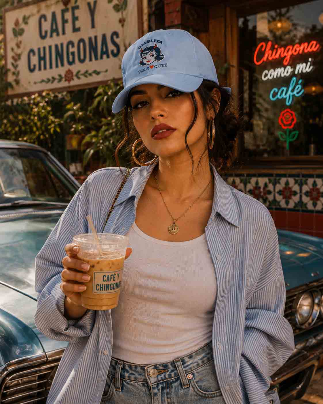 Diablita Pero Cute Dad Cap | Retro Embroidered Devil Girl Latina Baseball Hat