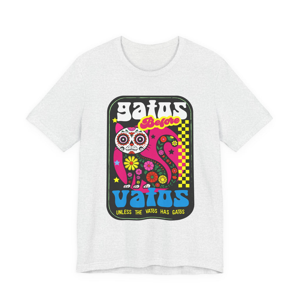 Gatos Before Vatos Shirt | Retro Day of the Dead Cat Graphic Tee