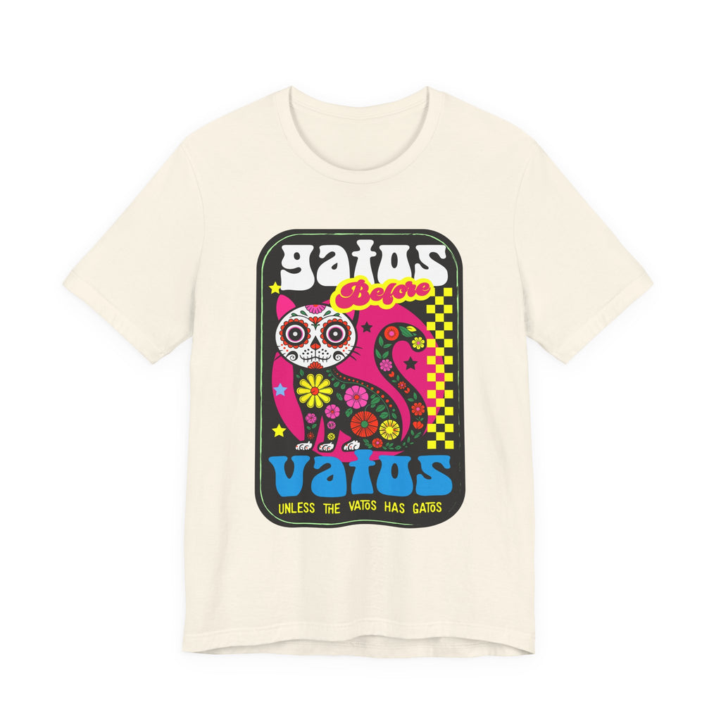 Gatos Before Vatos Shirt | Retro Day of the Dead Cat Graphic Tee