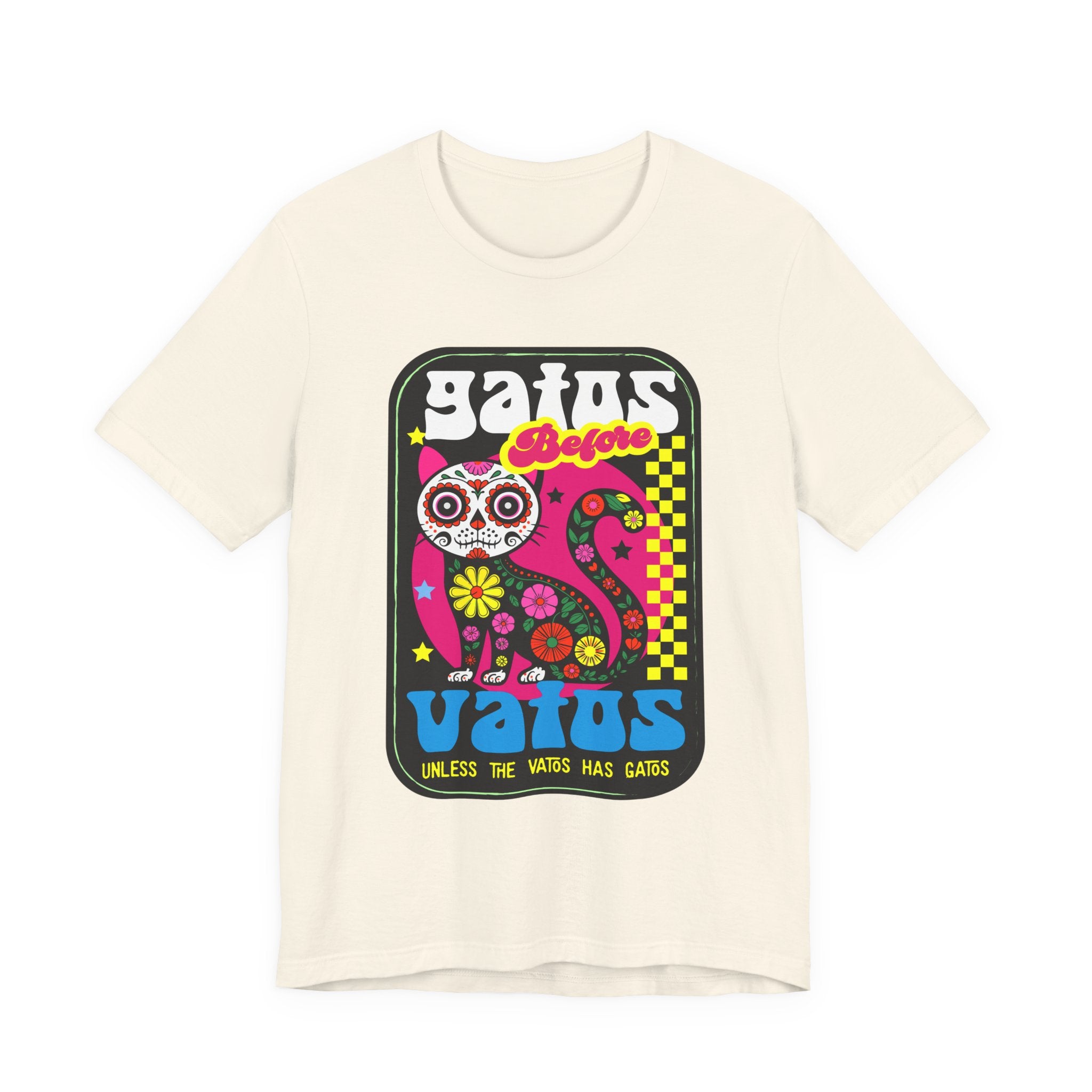 Gatos Before Vatos Shirt | Retro Day of the Dead Cat Graphic Tee