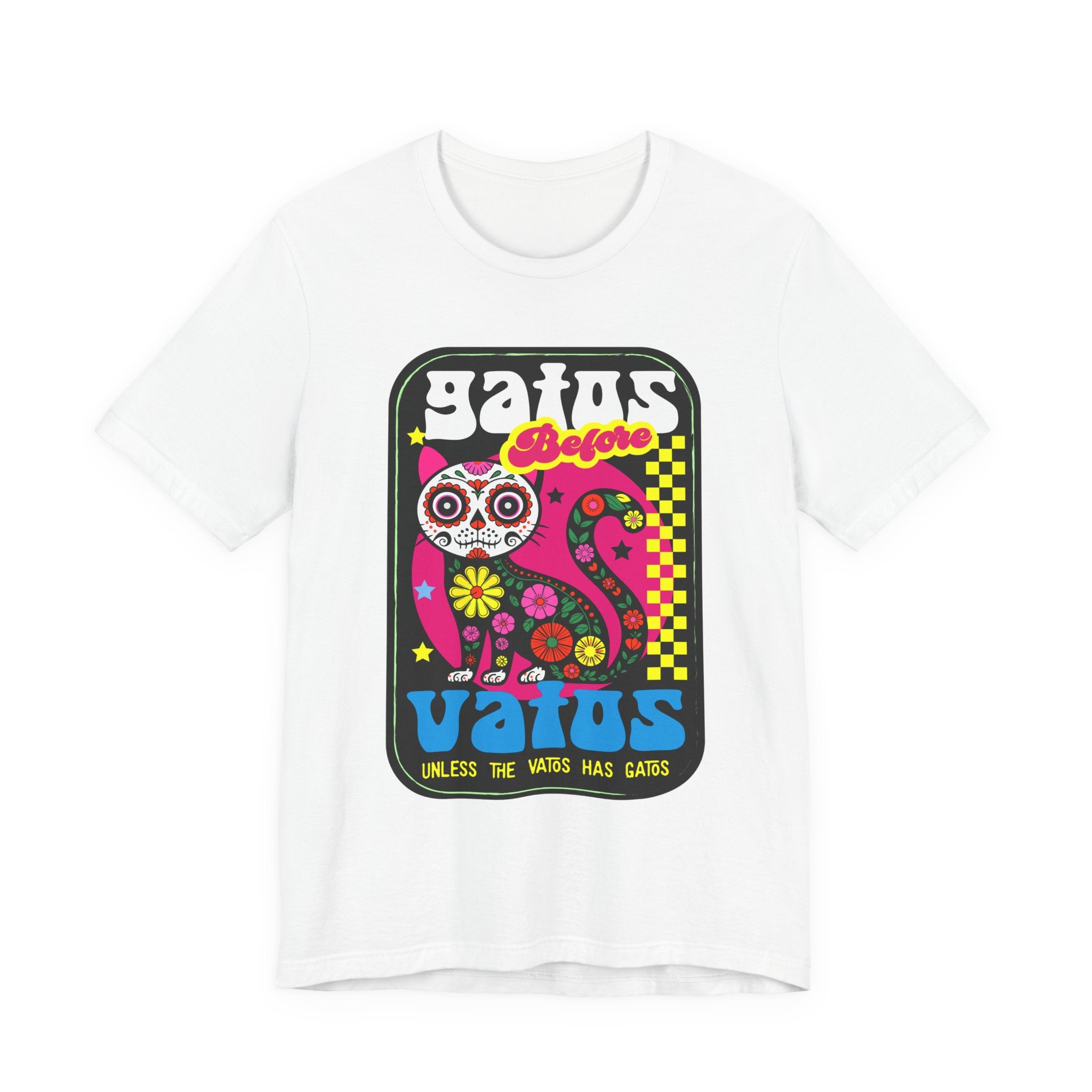 Gatos Before Vatos Shirt | Retro Day of the Dead Cat Graphic Tee