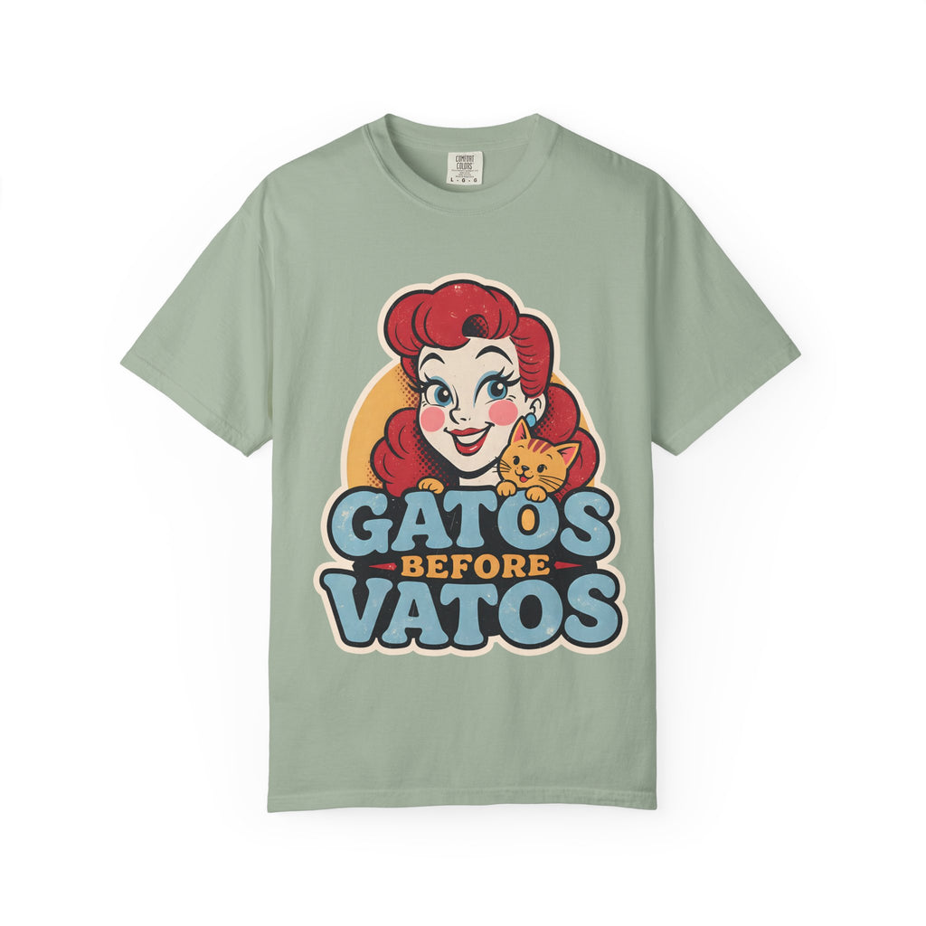 Gatos Before Vatos retro cat lover t-shirt in black - Chicana style graphic tee