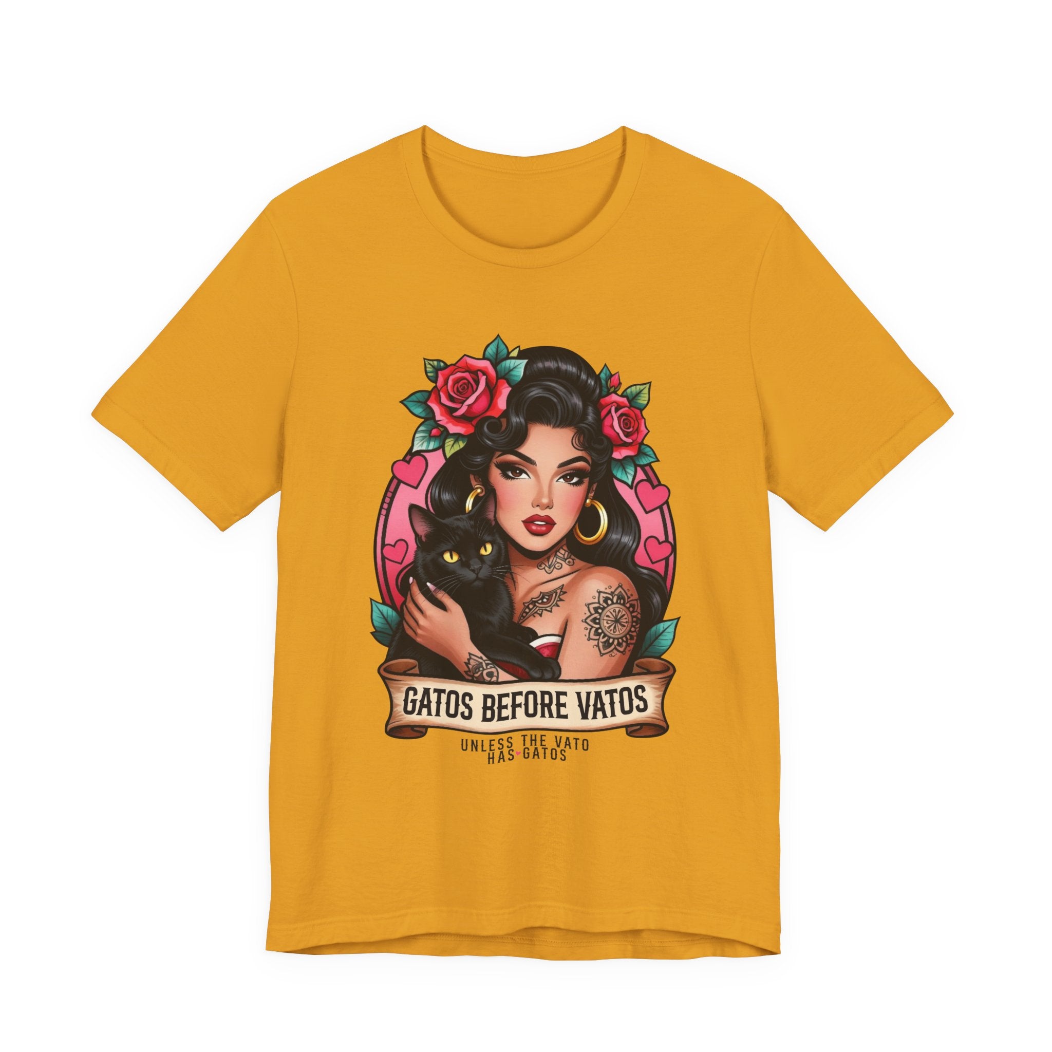 Gatos Before Vatos Shirt | Latina Pinup & Cat Lover Graphic Tee