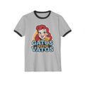 Gatos Before Vatos white black ringer t-shirt - retro cat lover chicana vintage tee