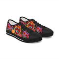 Vibrant heart eye floral canvas sneakers white sole - boho talisman Latina festival shoes