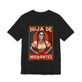 Migrant pride Latina graphic tee white - Hija de Migrantes folk art skull shirt