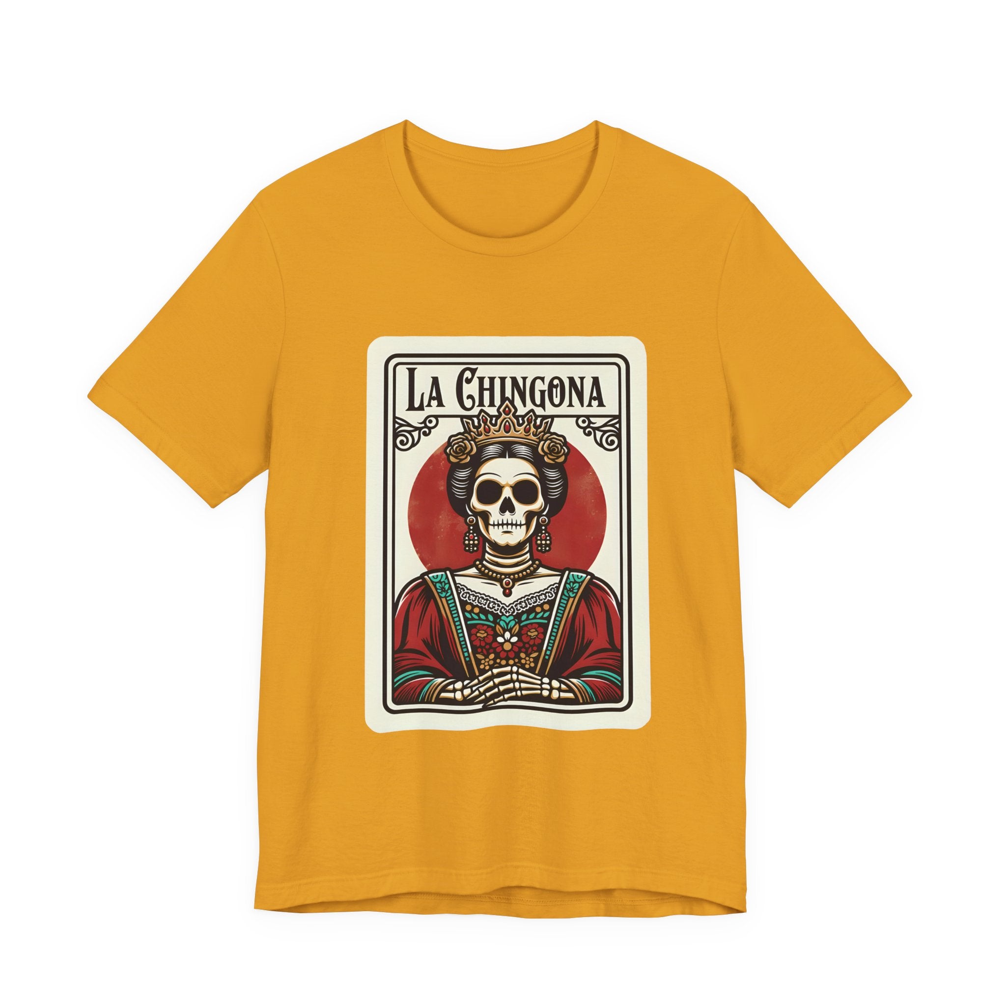 Dia de los Muertos calavera crown tee - La Chingona chicana feminist graphic shirt