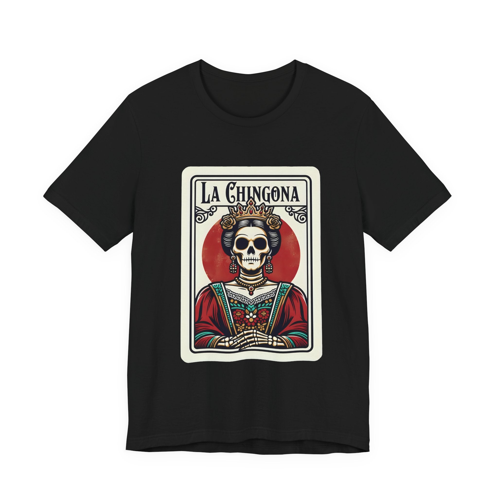 La Chingona skull queen t-shirt in black - Day of the Dead Latina pride tee