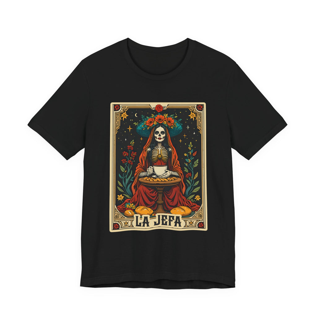 La Jefa sugar skull Day of the Dead graphic t-shirt in black - Latina boss tee