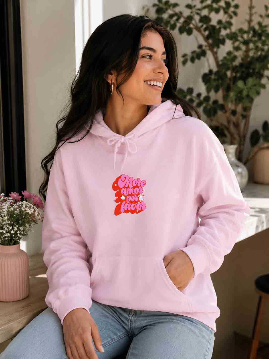 More Amor Por Favor sudadera con capucha - retro amor pullover Latina gift sweatshirt