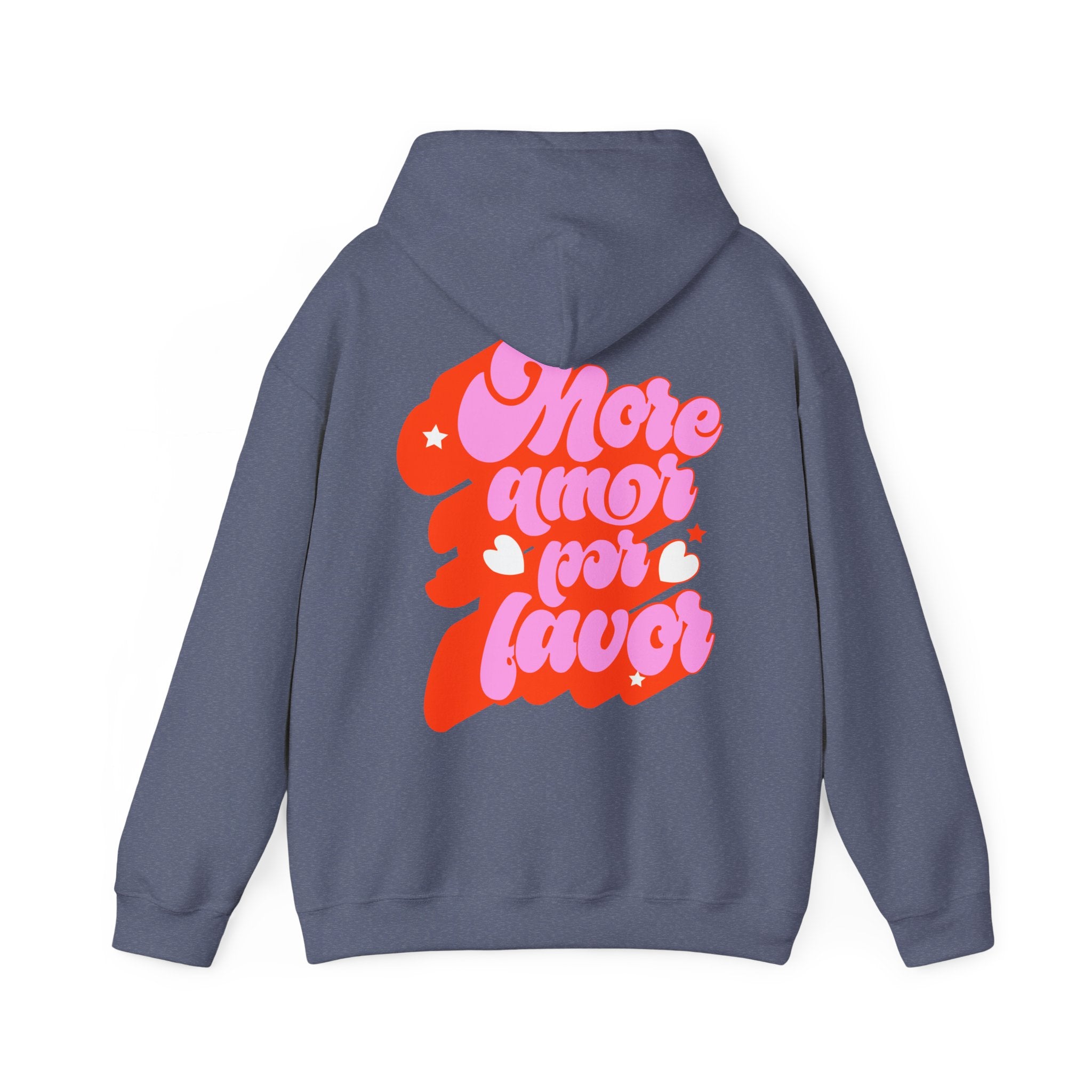 More Amor Por Favor hoodie light pink - soft retro heart Latina love gift sweatshirt