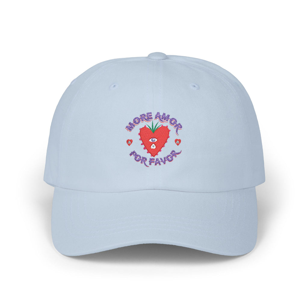 More Amor Por Favor pink dad cap - cute embroidered strawberry Latina gift baseball hat