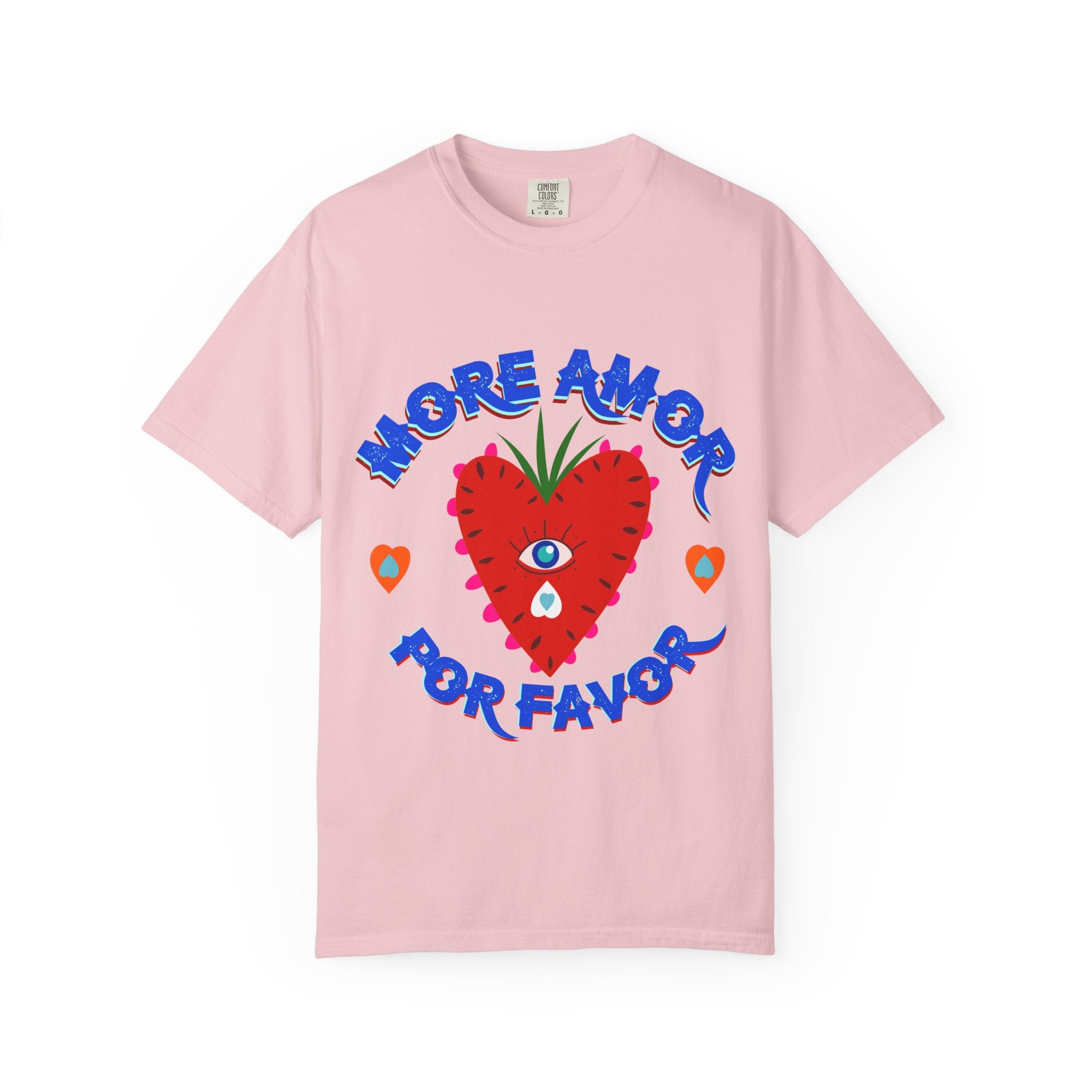 More Amor Por Favor retro strawberry heart t-shirt in white - Latina love graphic tee